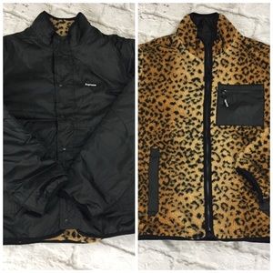 supreme leopard fleece jacket